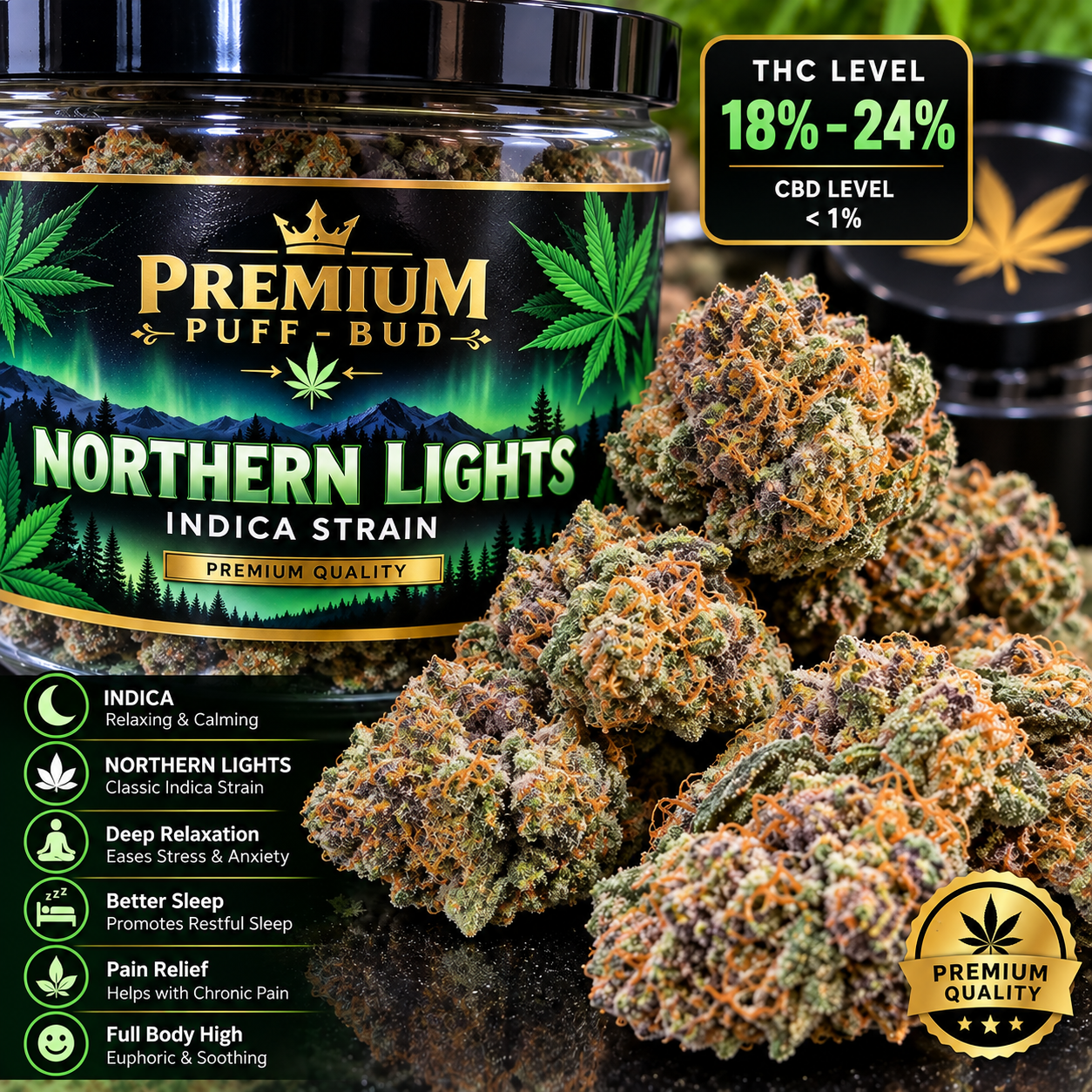 Northern Lights Indica – Premium Puff-Bud